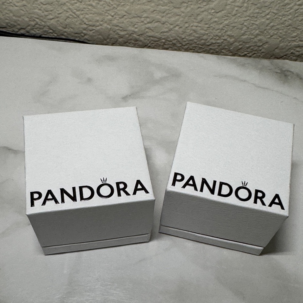 Authentic Pandora White Charm Gift Boxes. Like New. Set of 2